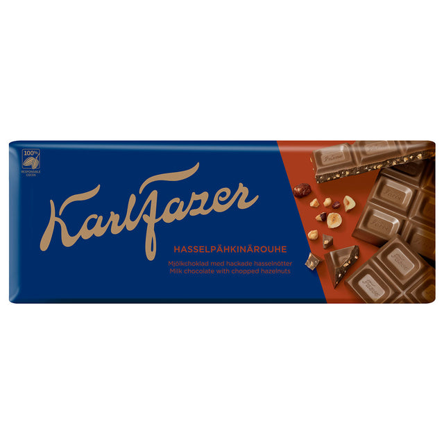 Karl Fazer Chopped Hazelnuts chocolate tablet 180 g - Fazer Store