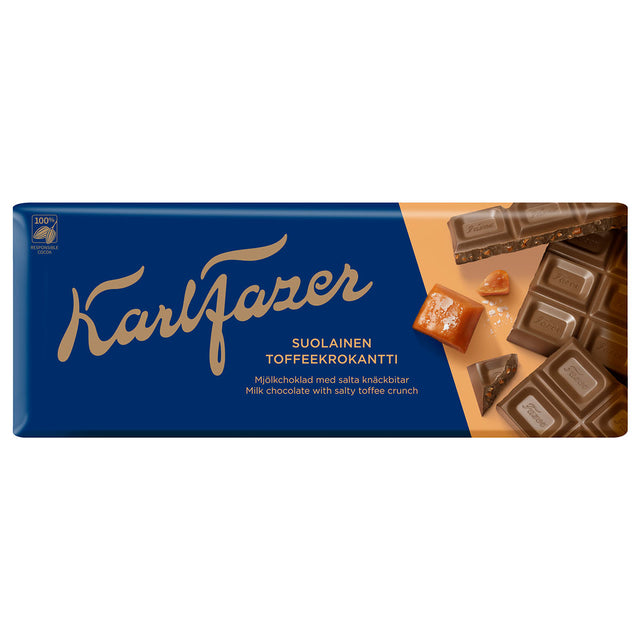 Karl Fazer Salty Toffee Crunch chocolate tablet 180 g - Fazer Store