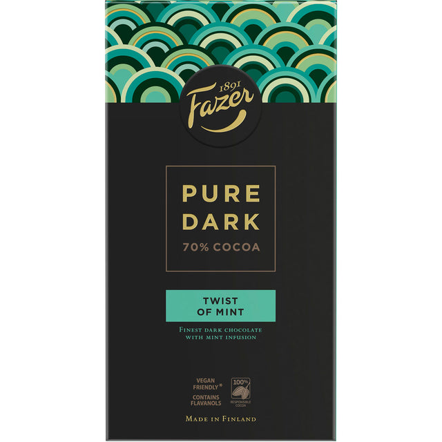 Fazer Pure Dark 70 % cocoa - Twist of Mint 95 g - Fazer Store EN