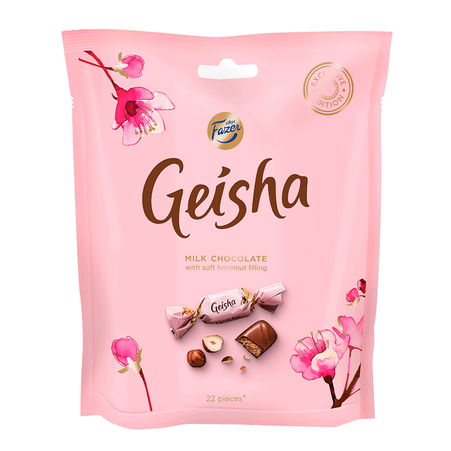 Geisha Milk chocolates with soft hazelnut filling 160 g - Fazer Store