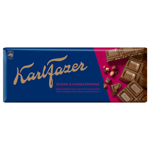 Karl Fazer Raisin & hazelnuts in milk chocolate 200 g - Fazer Store EN