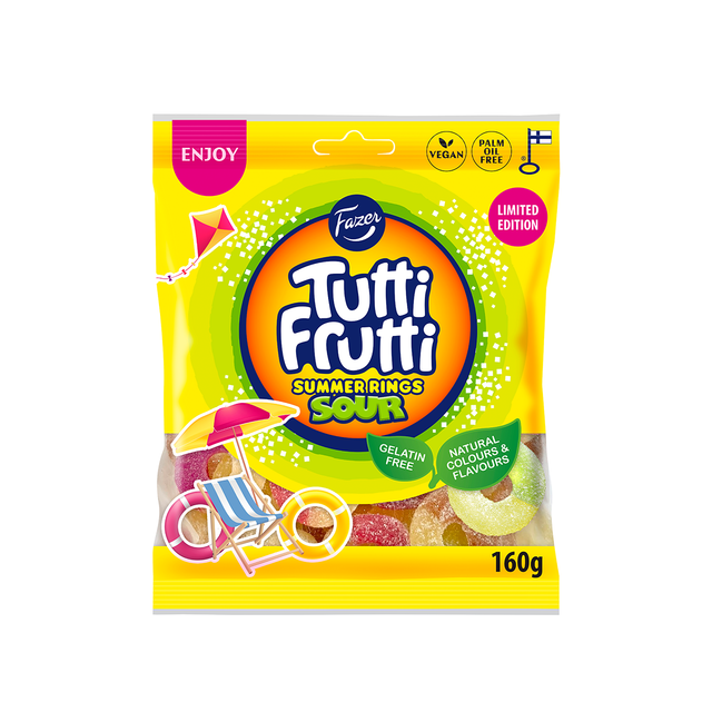 Fazer Tutti Frutti Summer Rings Sour candy bag 160g - Fazer Store