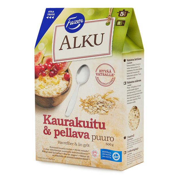Fazer Alku Oat fibre & linseed porridge 500 g - Fazer Store