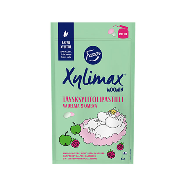 Xylimax Moomin raspberry and apple full xylitol pastilles 85g