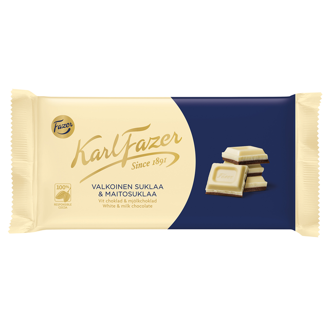 Karl Fazer White & Milk chocolate 131 g - Fazer Candy Store