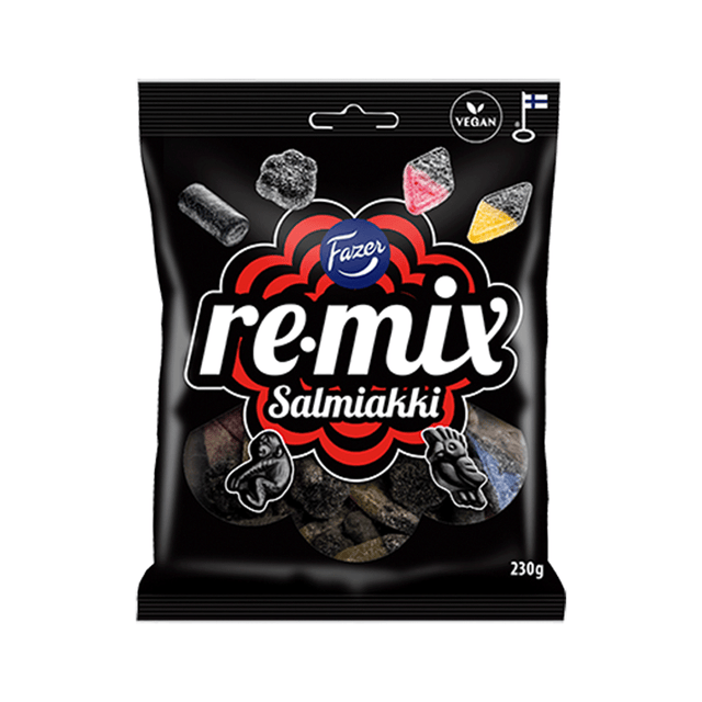 Remix Salmiakki salty liquorice bag 230g - Fazer Store