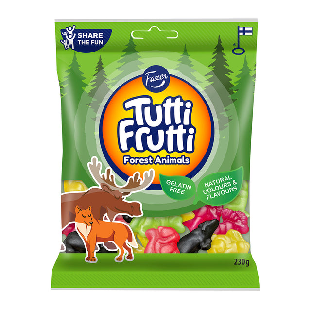 Tutti Frutti Forest Animals mixed candy bag 230 g - Fazer Store