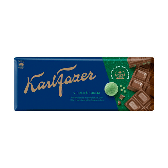 Karl Fazer Green Jellies milk chocolate tablet 200g - Fazer Store