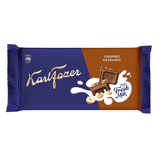 Karl Fazer milk chocolate with chopped hazelnuts 145 g - Fazer Store