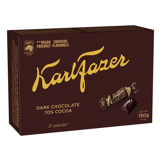 Karl Fazer Dark 70% cocoa chocolates 150g box - Fazer Store