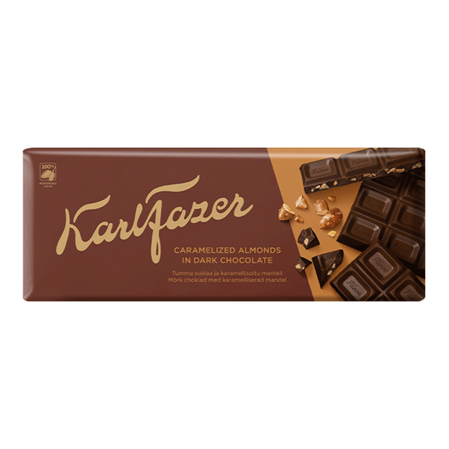 Karl Fazer caramelized almond in dark chocolate 200g - Fazer Store