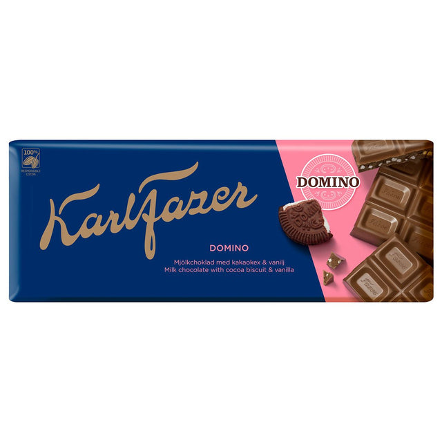 Karl Fazer Domino milk chocolate 195 g - Fazer Store EN