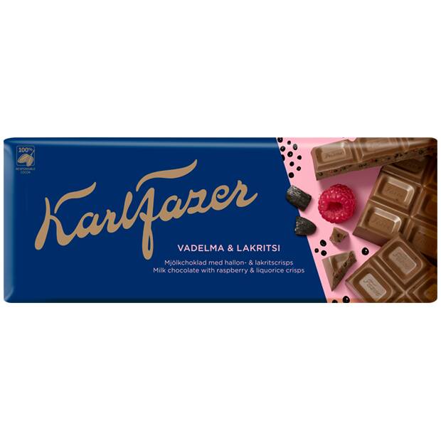 Karl Fazer Raspberry & Liquorice milk chocolate 200 g - Fazer Store