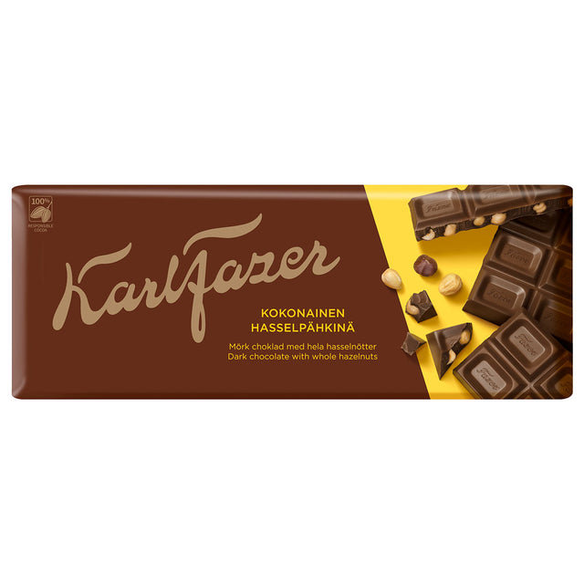 Karl Fazer Dark Chocolate Whole Hazelnuts 200 g - Fazer Store