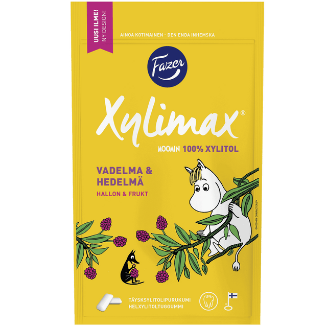 Xylimax Moomin Raspberry & Fruit chewing gum 100 g - Fazer Store EN